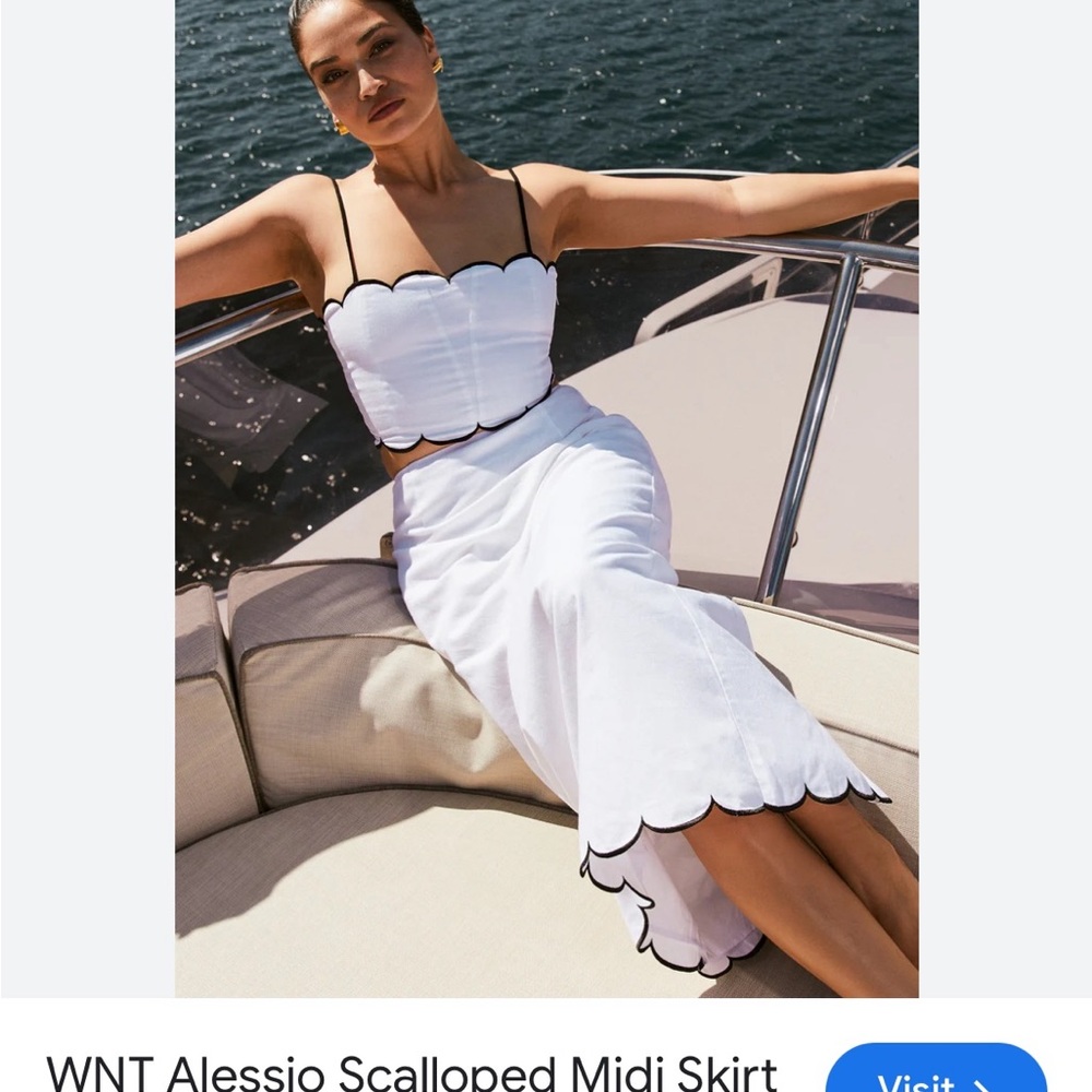Meshki Alessi Scalloped Midi Skirt - Ivory